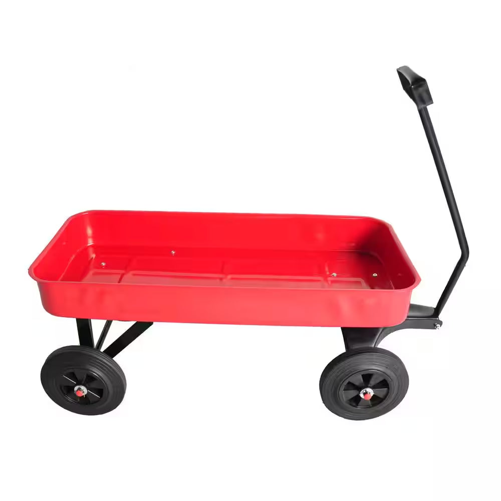 1.1 Cu. Ft. Red Steel Garden Cart, Cargo Wagon,