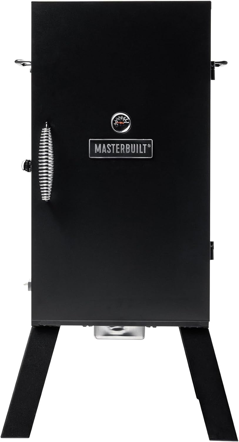 ® 30-Inch Electric Vertical BBQ Smoker with Analog Temperature Control, Chrome Smoking Racks and 535 Cooking Square Inches in Black, Model MB20070210