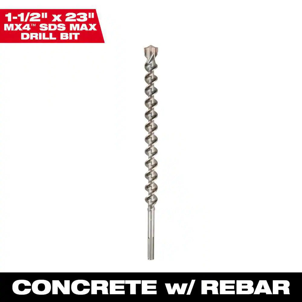 1-1/2 In. X 23 In. 4-Cutter SDS-MAX Carbide Drill Bit