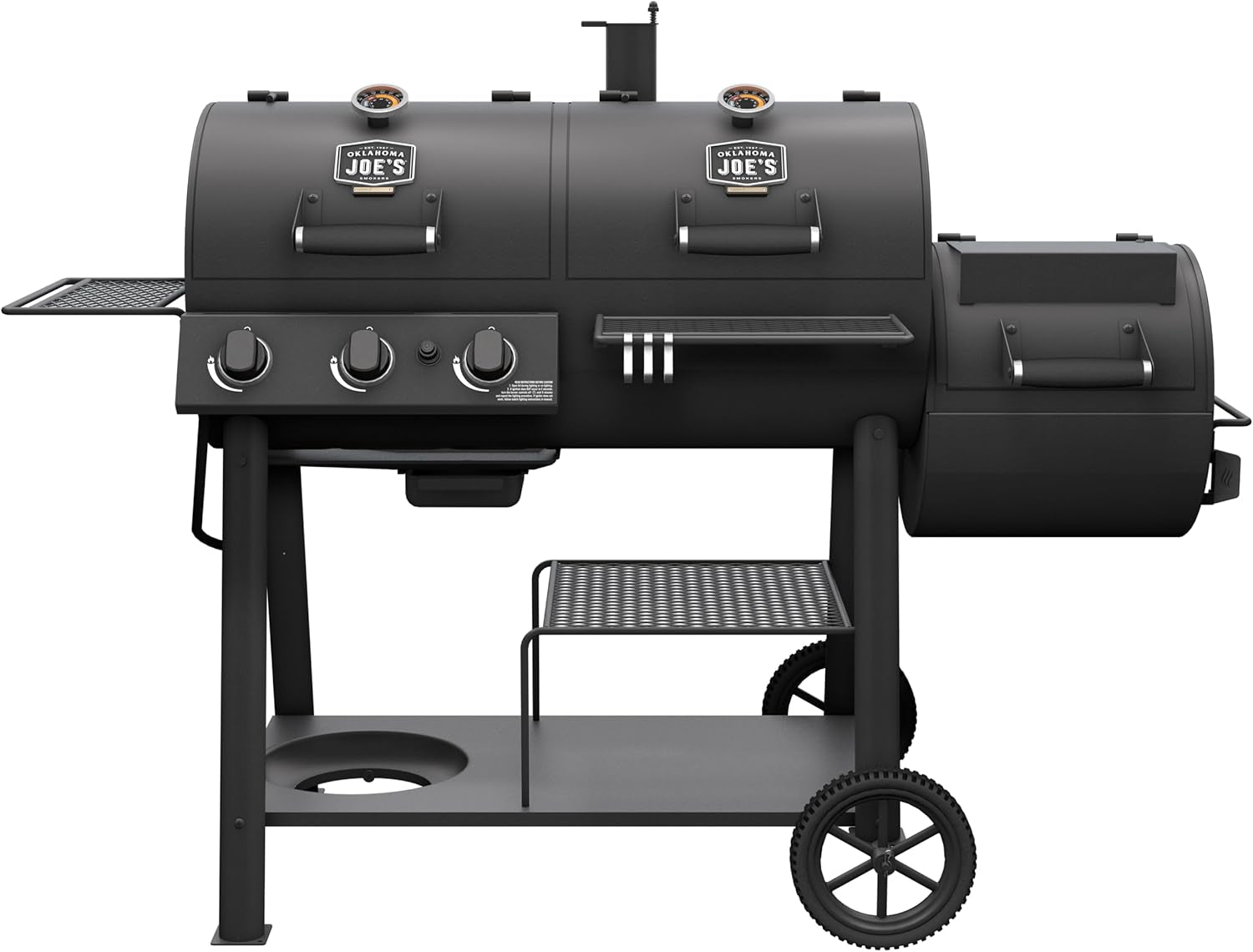 ® Canyon™ Charcoal and Propane Gas Combination Smoker and Grill, Black Steel, 24203004