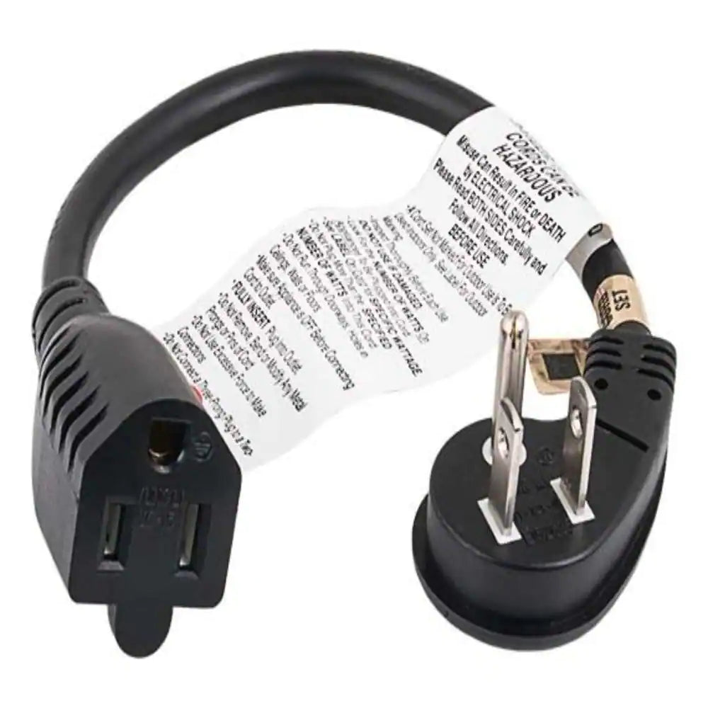 1 Ft. Ultra Low Profile Power Extension Cord (NEMA 5-15P to NEMA 5-15R), Black