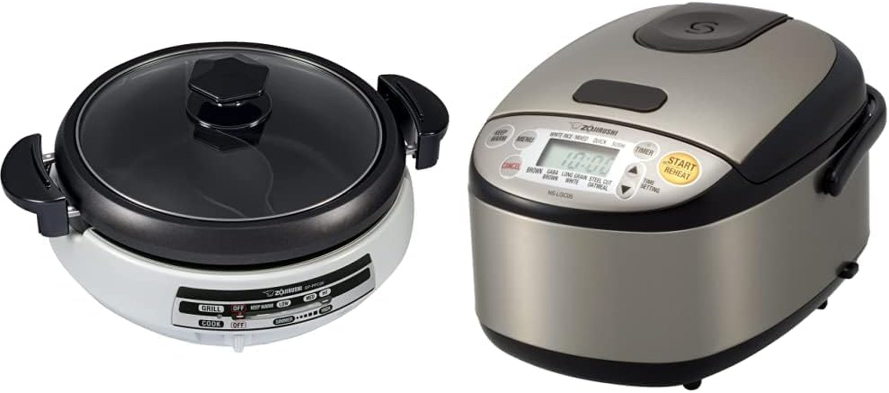 Zojirushi EP-PFC20HA Electric Skillet and Zojirushi NS-LGC05XB Micom Rice Cooker & Warmer Bundle