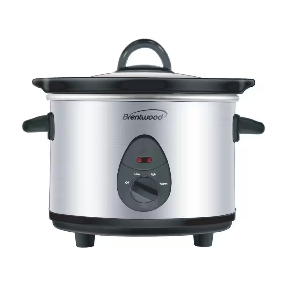 1.5 Qt. Silver Slow Cooker in Stainless Steel with 3 Settings