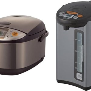 Zojirushi NS-TSC18 Micom Rice Cooker and Warmer, 10-Cups & Micom Water Boiler & Warmer, 135 Oz. / 4.0 Liters, Silver