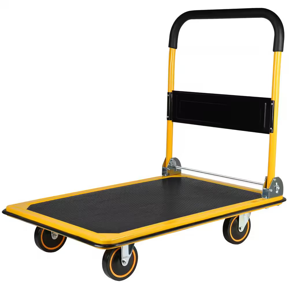 0 Cu. Ft. 660 Lbs. Steel Wheelbarrows, Moving Easy Storage and Degree Swivel Wheels, Multi-Purpose Foldable Garden Cart